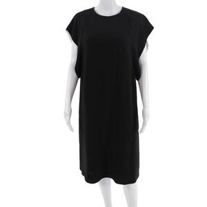Escada Women's Sleeveless Round Neck Midi Shift Dress Black Size 42